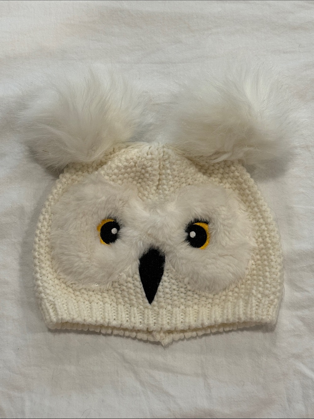 Harry Potter Toddlers Hedwig Knit Cream Pom-Pom Beanie Hat